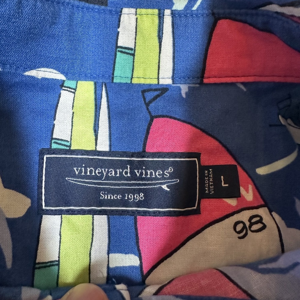 Vineyard Vines Shirt Mens Large Sailboat Nautical Print Button Up Short Sleeve - Picture 3 of 8